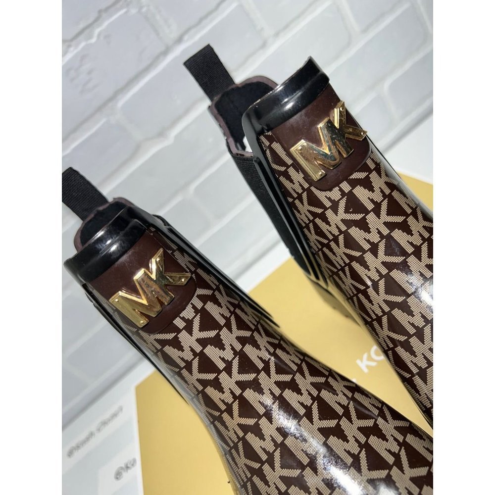 New Michael Kors Sidney Rain boots black brown - Picture 5 of 10